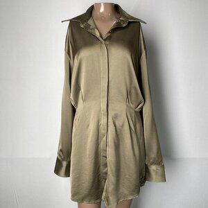 JBQ Green Collared Shirt Dress Mini